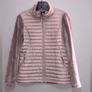 32 Degrees Dusty Pink Blush Ladies Mixed Media Plush Fuzzy Down Jacket
